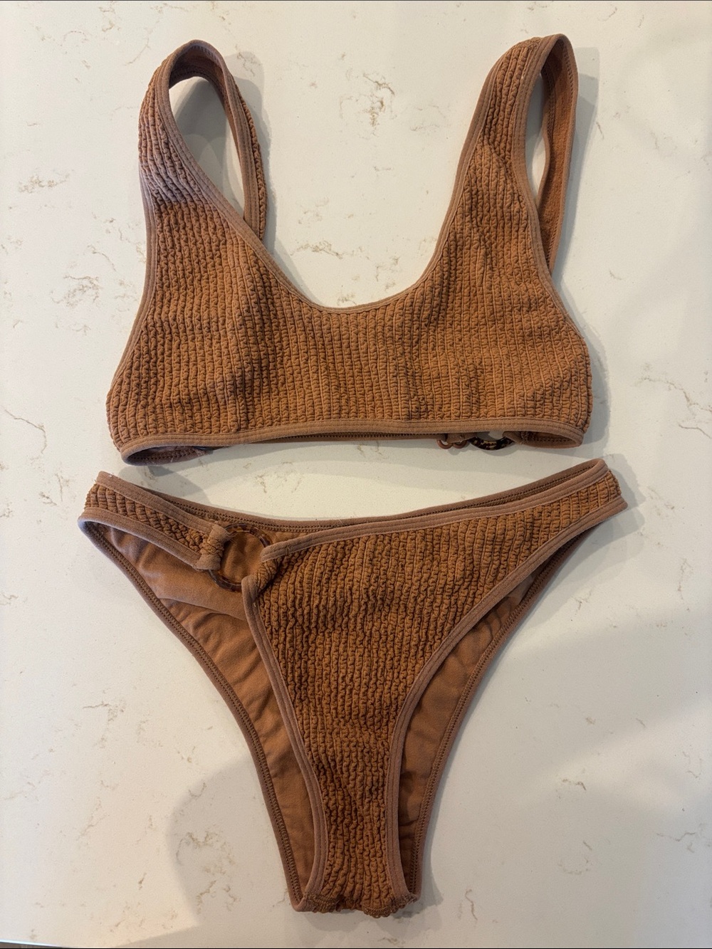 Urban Outfitters Brown Textured Two-Piece Bikini Set